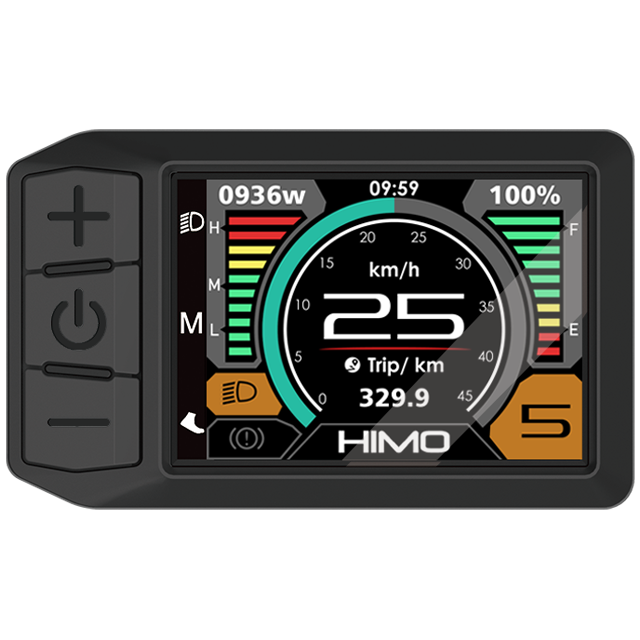 Pantalla de bicicleta eléctrica TFT (IPS) de interfaz dual 600C de 2,4 pulgadas con botón de vibración