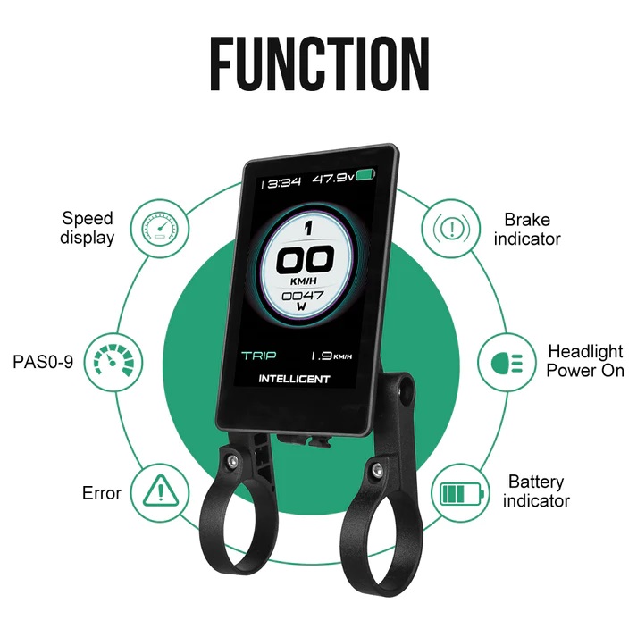 Pantalla de bicicleta eléctrica 860C con interfaz dual multilenguaje y puerto USB-A para motor medio Bafang